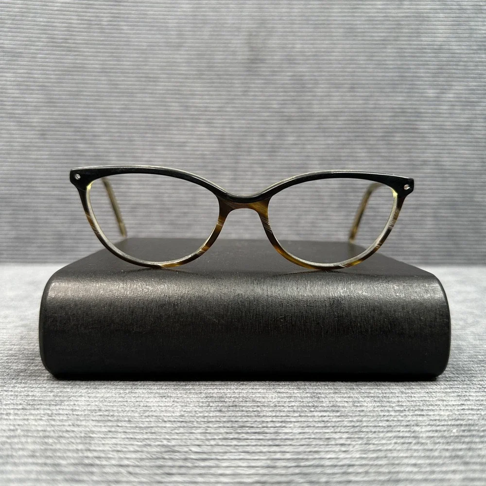Bulova Newport Black Horn Cat Eye Eyeglasses‎ Frames 52-17-135 NEWPORT BKHRN